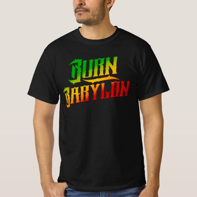 Burn Babylon Rasta Colors Reggae T - Shirt (Vorderseite)