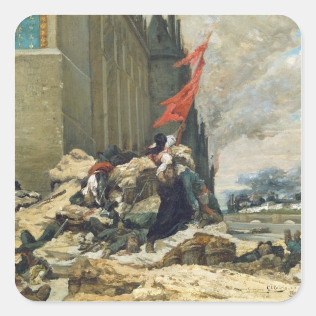 Burn der Tuilerien, 1871 Quadratischer Aufkleber (Vorderseite)