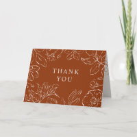 Burn Orange Botanical Line Art Danke Karte