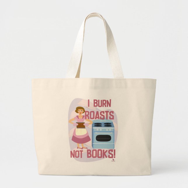 Burn Roasts Not Books Sassy Hausfrau Autor Jumbo Stoffbeutel (Vorne)
