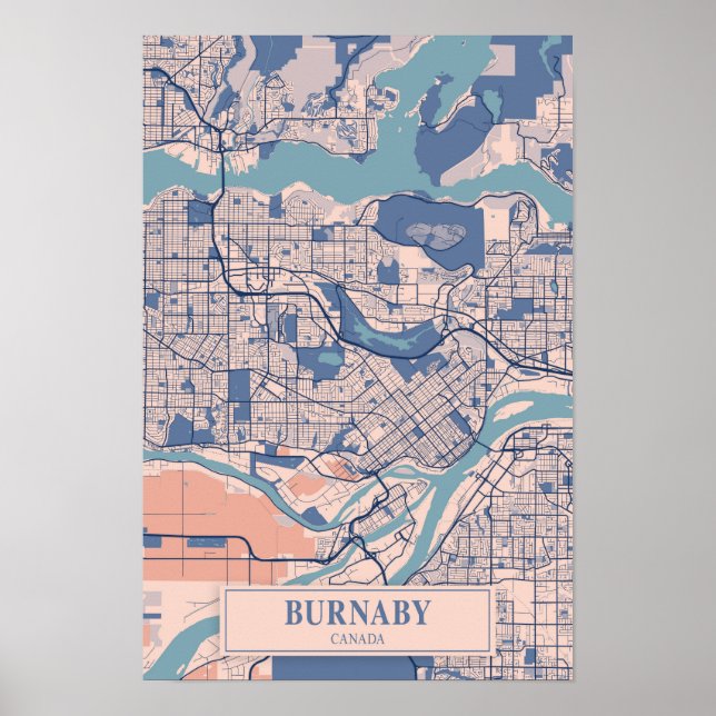 Burnaby Canada Breezy City Map Travel Poster (Vorne)