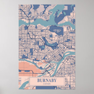 Burnaby Kanada Windige Stadtplan Reise Poster