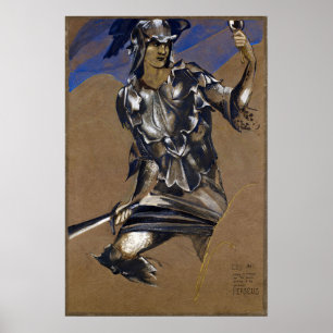 Burne-Jones - Studie von Perseus in Rüstung Poster