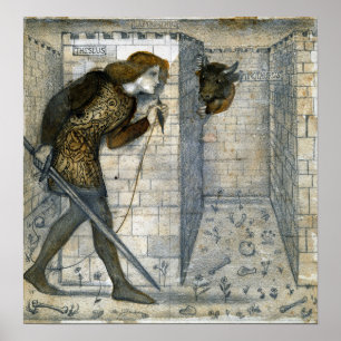 Burne-Jones - Theseus und Minotaur in Labyrinth Poster