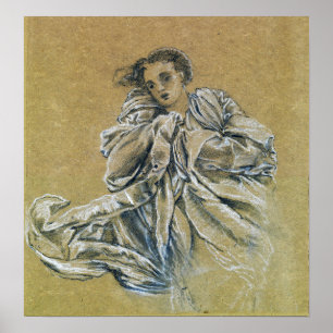 Burne-Jones - Winterstudie über fliegende Draperie Poster