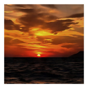 Burned Horizons Sonnenuntergang über der ägäischen Poster