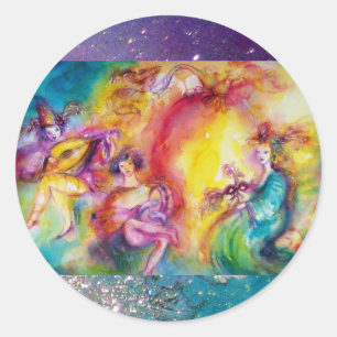 BURNEN DES CARNIVAL / Venezianische Maskentanz Runder Aufkleber