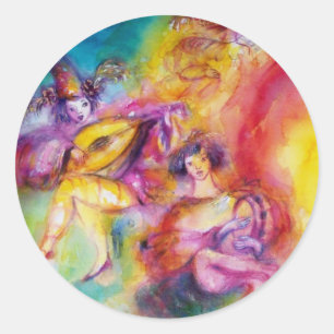 BURNEN DES KARNIVALEN / Venezianischen Maskentanz Runder Aufkleber