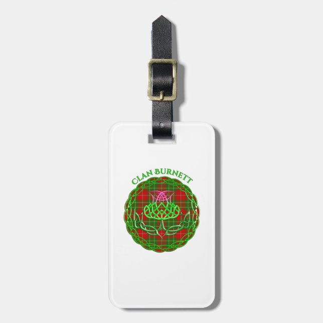 Burnett Scottish Tartan Celtic Thistle Gepäckanhänger (Vorderseite vertikal)