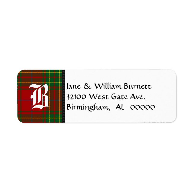 Burnett Tartan Karierte Monogram-Adressenmarken (Vorne)