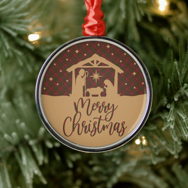 Burnett Weathered  Scottish Tartan Christmas Ornament Aus Metall (Baum)