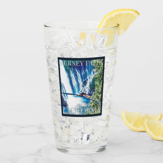 Burney Falls, CA Poster Glas (Rückseite Ice)