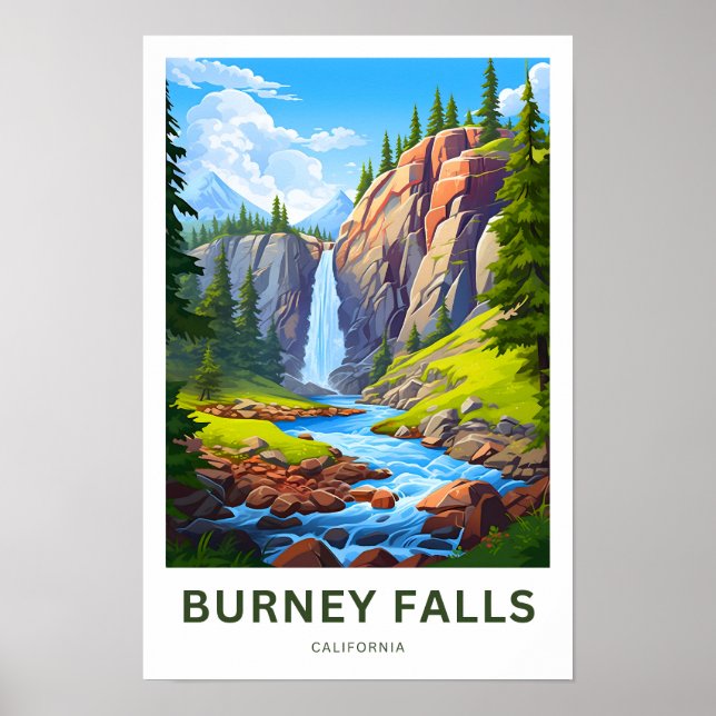 Burney Falls California Travel Print Poster (Vorne)