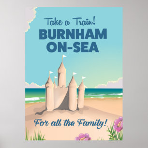 BURNHAM-ON-SEA-Sandburgen-Reiseplakat Poster