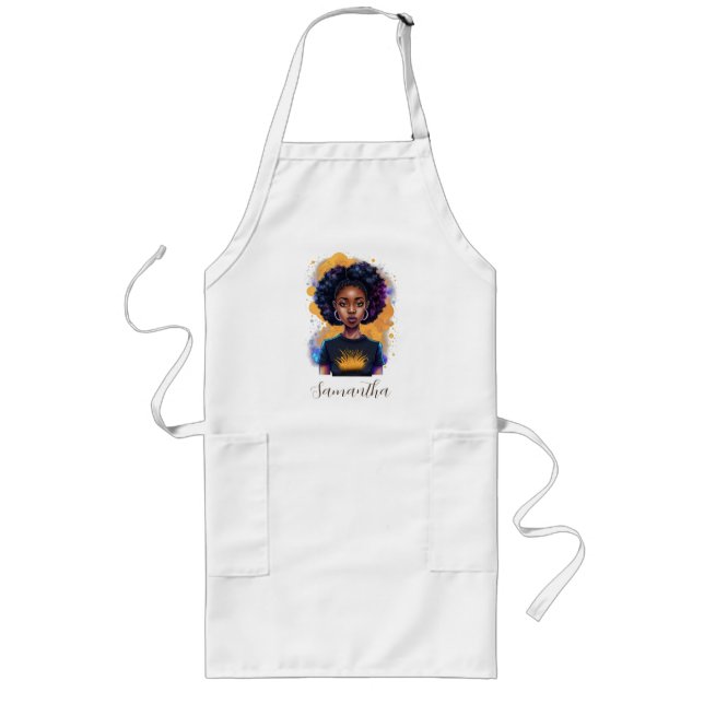 Burning Afro Woman Lange Schürze (Vorne)