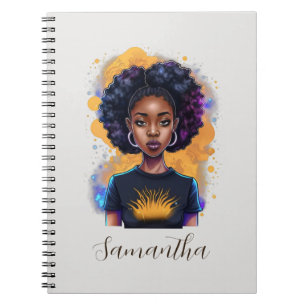Burning Afro Woman Notizblock