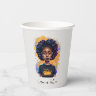 Burning Afro Woman Pappbecher