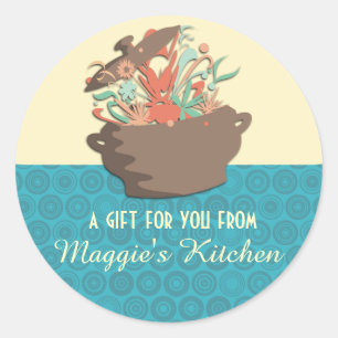 Burning aromas Kochen Topf Koch Catering Karte Runder Aufkleber