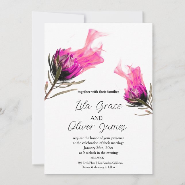 Burning Bloom Elegance Hochzeit Einladung (Vorderseite)