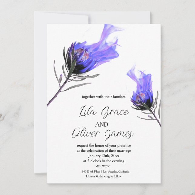 Burning Bloom Elegance Hochzeit Einladung (Vorderseite)