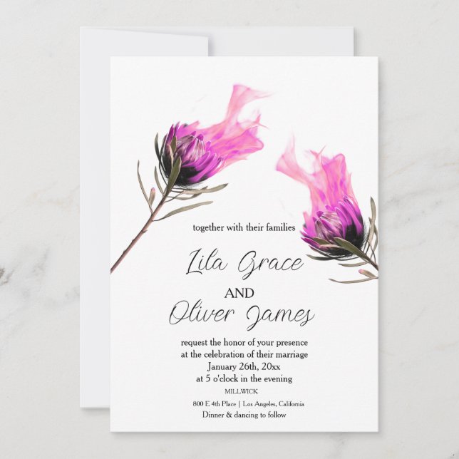 Burning Bloom Elegance Hochzeit Einladung (Vorderseite)