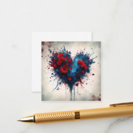 Burning Blue Heart mit Roten Blume Begleitkarte