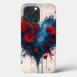 Burning Blue Heart mit Roten Blume Case-Mate iPhone Hülle