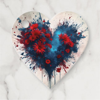 Burning Blue Heart mit Roten Blume Geschenkanhänger