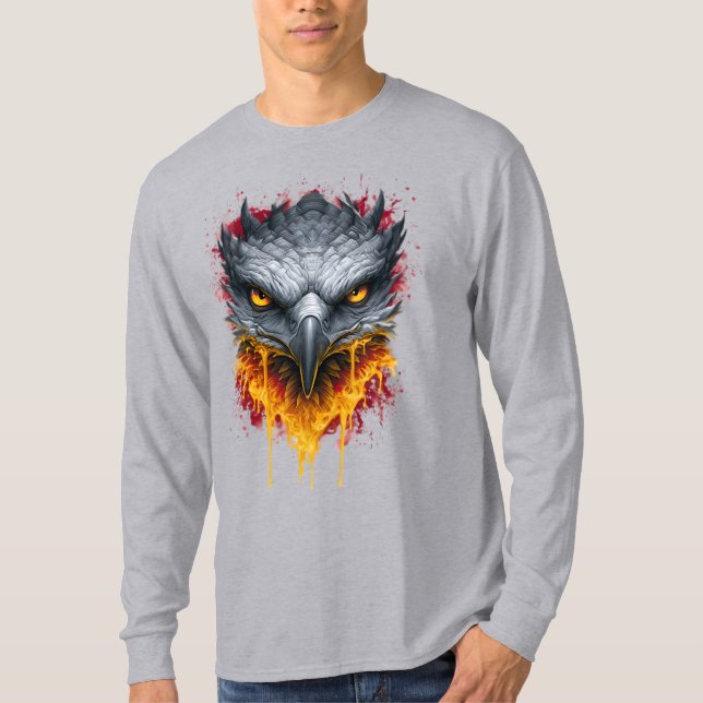 Burning Eye Hawk Splatter Langarmshirt T-Shirt (Vorderseite)