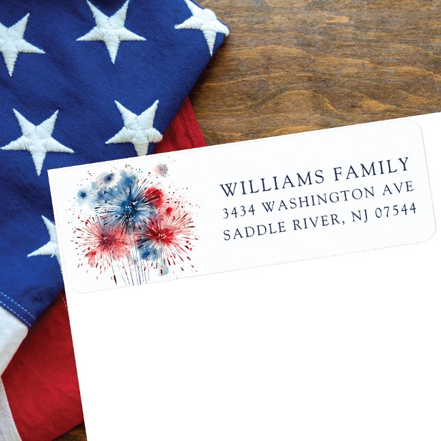 Burning Fireworks Patriotic Return Address Label (Von Creator hochgeladen)