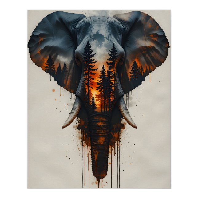 Burning Forest Elephant Poster (Vorderseite)