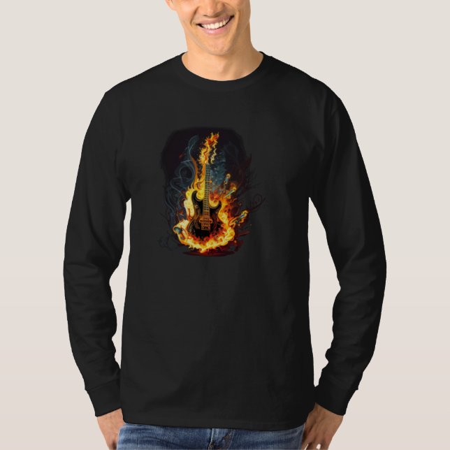 Burning Guitar for Rock n Roll T-Shirt (Vorderseite)