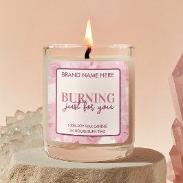 Burning Just For You Valentine's Day Candle Label Quadratischer Aufkleber
