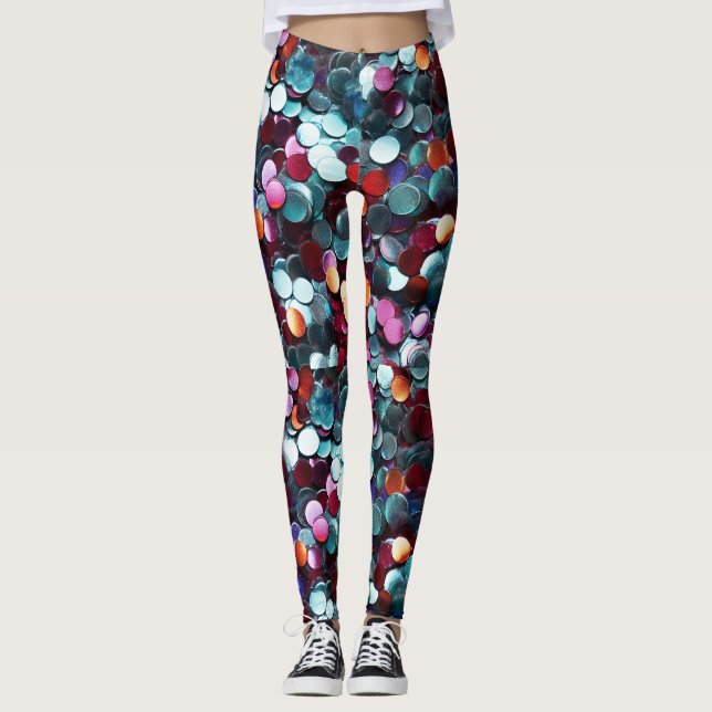 Burning Man Multicolor-Sequenzen Leggings (Vorderseite)