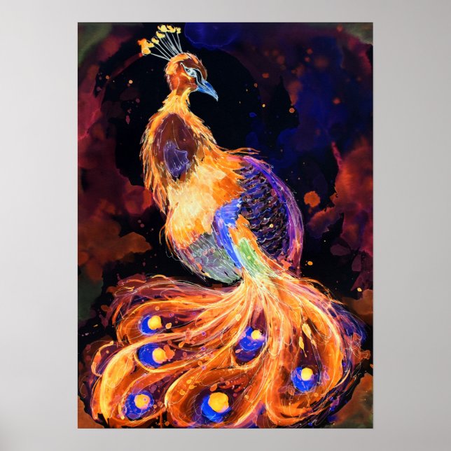 Burning Phoenix Peacock Poster (Vorne)