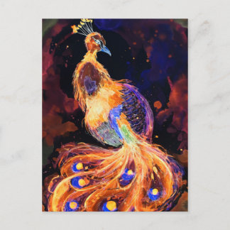 Burning Phoenix Peacock Postkarte