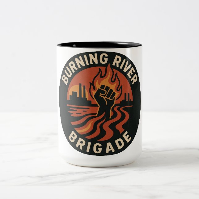 Burning River Brigade Kapuzenpullover Zweifarbige Tasse (Mittel)