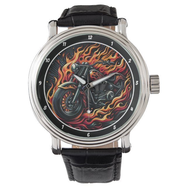 Burning Rubber, Fiery Watch Face. Armbanduhr (Vorderseite)
