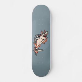 Burning Shark Flaming Tattoo Style Illustration Skateboard