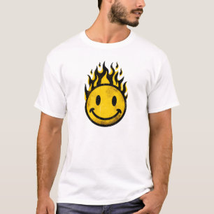 Burning Smiley - Grunge ästhetische Flamme T-Shirt