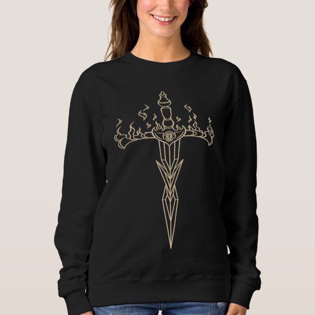 Burning Sword in Flame Emo E Girl Boy Alt Trad Mal Sweatshirt (Vorderseite)