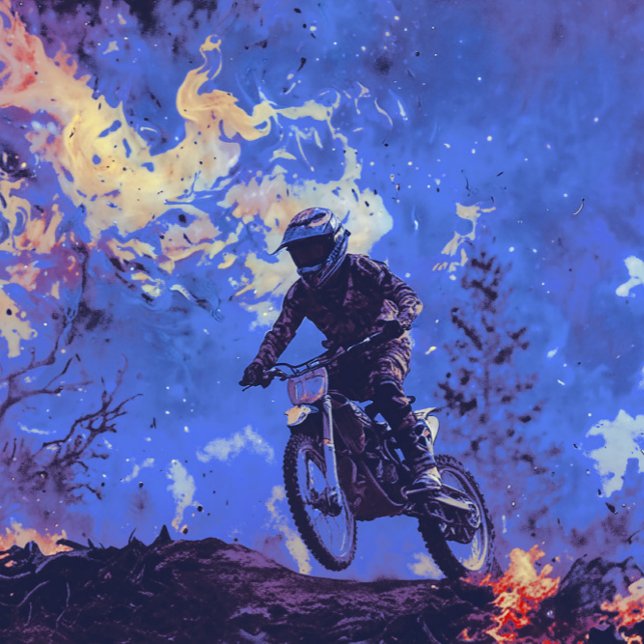 Burning Trails - Dirt-Bike-Fahrer Poster (Von Creator hochgeladen)