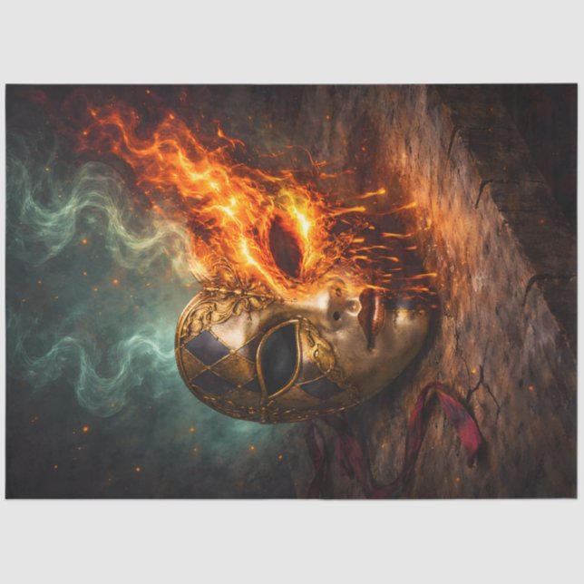 Burning Venetian Mask Decoupage Seidenpapier (Vorderseite)