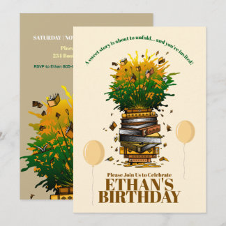 Burning with Books Birthday Party Einladung