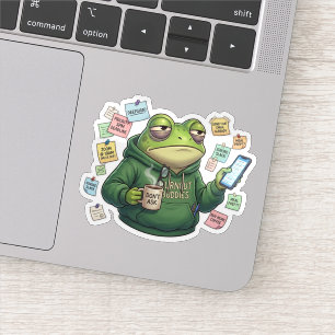 Burnout-Frosch Überfordert Homeoffice-Aufkleber Aufkleber