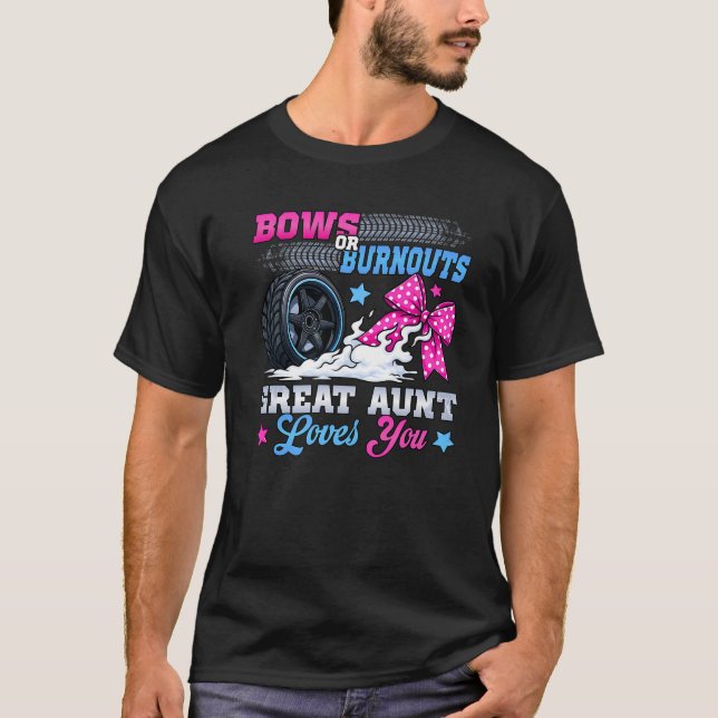 Burnouts or Bows Gender Reveal Party Announcement  T-Shirt (Vorderseite)
