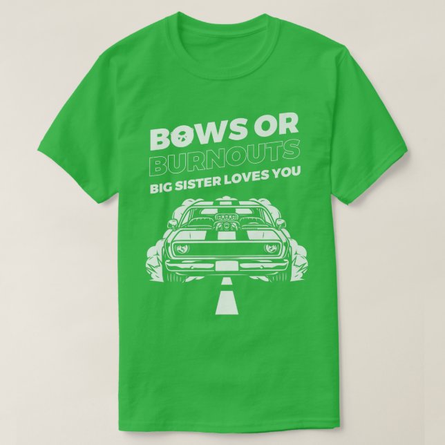 Burnouts Or Bows Gender Reveal Party  T-Shirt (Design vorne)