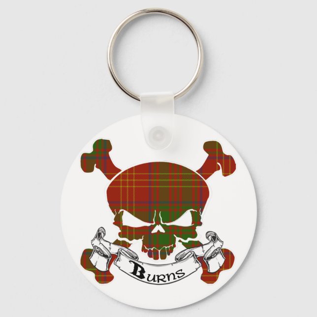 Burns Tartan Skull Schlüsselanhänger (Vorderseite)