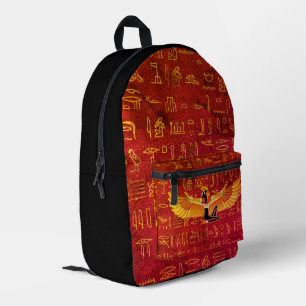 Burnt Amber Ägyptische Prinzessin Hieroglyphen Bedruckter Rucksack