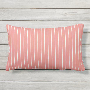 Burnt Coral White Summer Stripes Außenbereich Kissen Für Draußen